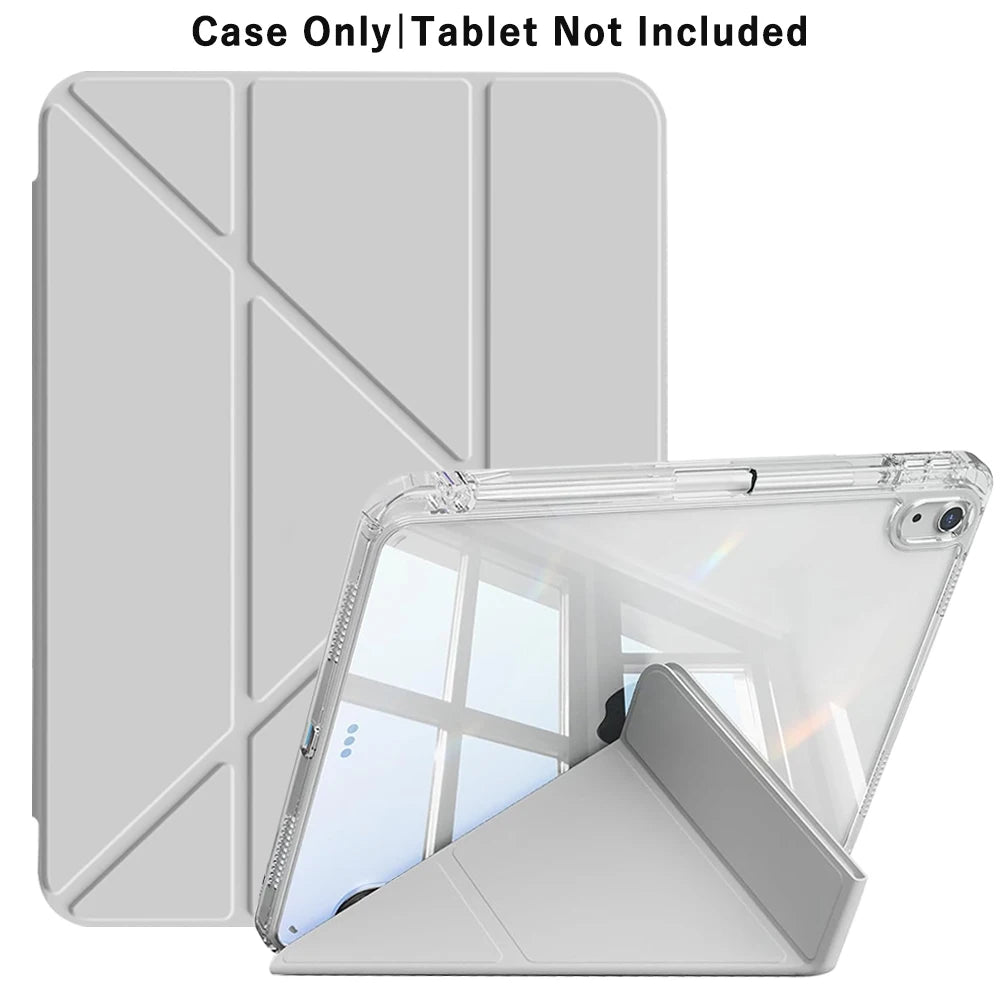 3+Y-fold Flip Clear Cover For iPad 10th 11th Gen 2025 7/8/9 10.2'' Start Case For Air 4 5 6 7 11 For Air 2 9.7 Pro 11 Mini 6 7