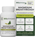 BIOptimizers Magnesium Breakthrough Supplement with 500mg - 7 Forms of Magnesium: Glycinate, Malate, Citrate, and More - Natural Support for Sleep and Cognitive Function -30 Capsules- Calming Vitamins