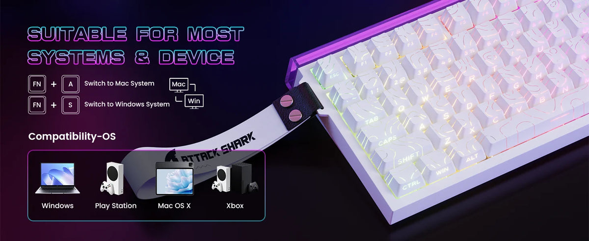 ATTACK SHARK R85 HE Wired 75% Hall Effect Rapid Trigger Mechanical RGB Gaming Keyboard with 8K Polling,0.05mm RT Accuracy