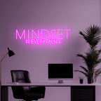 Mindset Is Everything Neon Sign , Motivational LED Wall Light ,Inspirational Quote Wall Decor for Office, Gym Home Decor