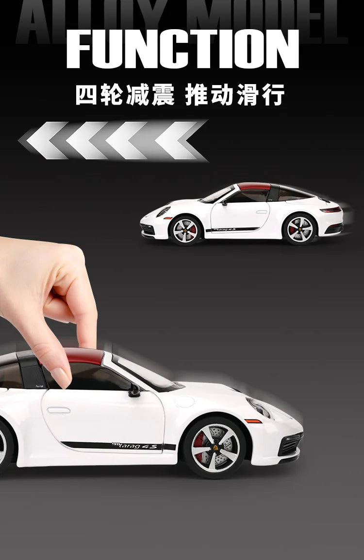 1:32 911 Targa 4S Sports Car Alloy Car Model Simulated Children's Toy Collection Ornaments for Boys Gifts