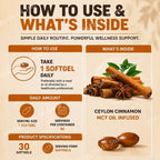 Ceylon Cinnamon Softgels with MCT Oil for Metabolism Support, Highly Bioavailable, Non-GMO, Gluten-Free, 30 Softgels