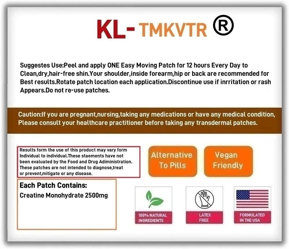 30 Patches Creatine Monohydrate Transdermal Patches for Performance,Muscle, Strength, Energy, Recovery