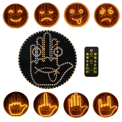 Car Gesture LED Light – Funny Road Rage Expression Lamp with Remote