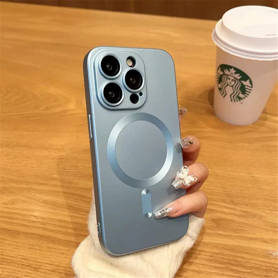 For Magsafe Magnetic Wireless Charge Case For iPhone 17 16 15 14 13 12 11 Pro Max Plus Air Silicone Glass Lens Protection Cover