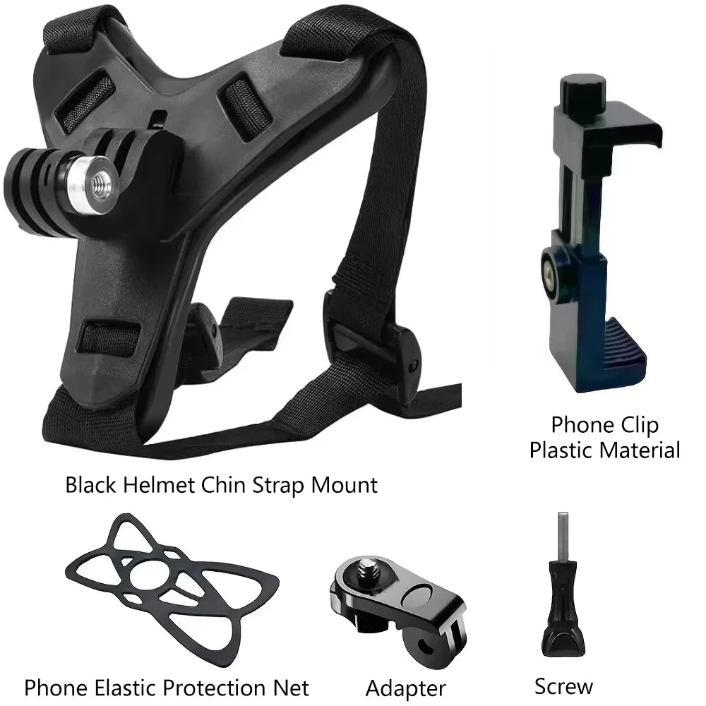 Motorcycle Helmet Chin Strap Mount for GoPro Hero 13 12 11 10 9 8 DJI Osmo Insta360 SJCAM SJ4000 AKASO Action Camera Accessories