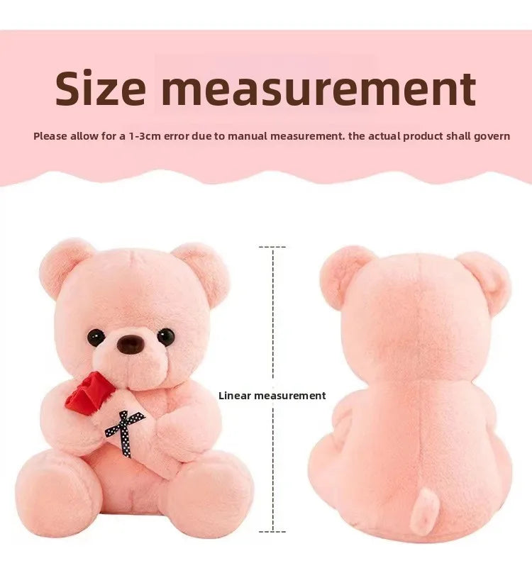 Wedding Rose Bear Plush Toy Cute Stuffed Animal Gift for Valentines Day Anniversary and Romantic Celebration Decor