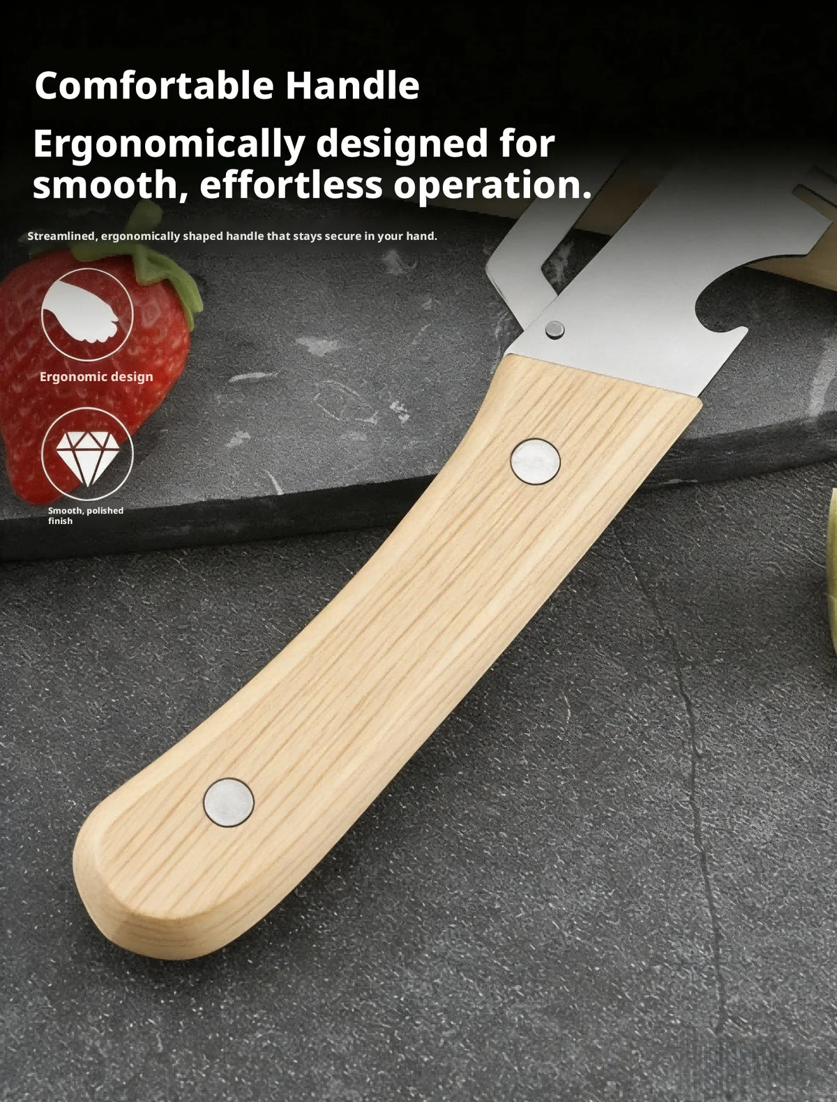2026 New Paring Knife Ergonomic Wood Handle Knife Stainless Steel Vegetable Peeler with Wooden Handle 2-in-1 Fruit Potato Peeler