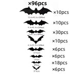 DIY Halloween Bat Decoration 3D PVC Bat Wall Sticker Black Bat Wallpaper Halloween Real Horror Prop