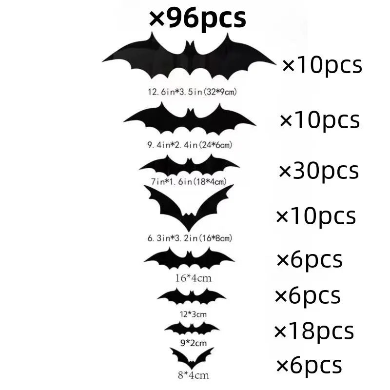 DIY Halloween Bat Decoration 3D PVC Bat Wall Sticker Black Bat Wallpaper Halloween Real Horror Prop