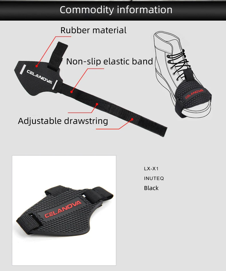 Motorcycle Universal Shifter Anti-Slip Pad-Heavy-Duty Rubber Boot Cover-Adjustable Protective Shoe Cover for Safe Gear Shifting