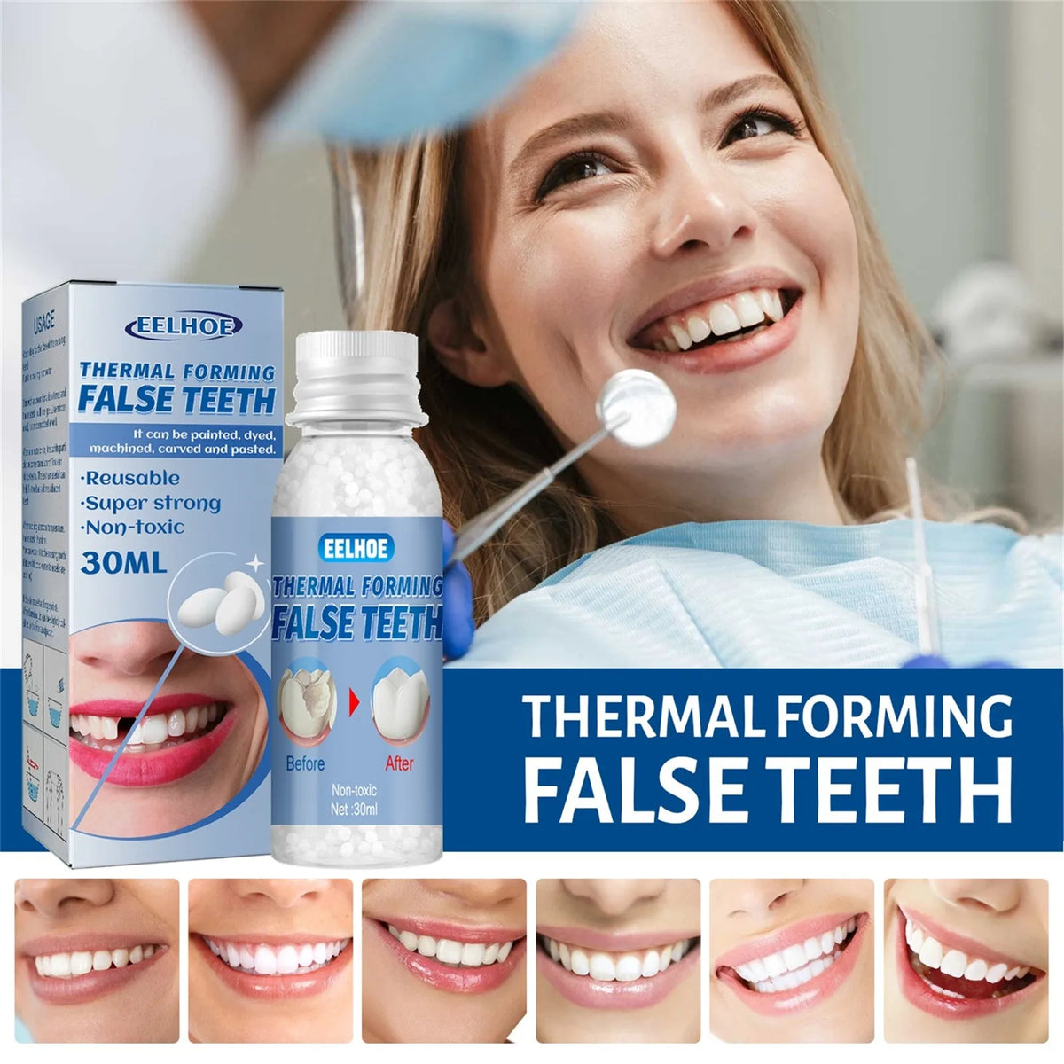30ml Temporary Tooth Repair Kit Teeth And Gaps FalseTeeth Solid Glue Denture Adhesive Teeth Whitening Tooth Beauty Tool