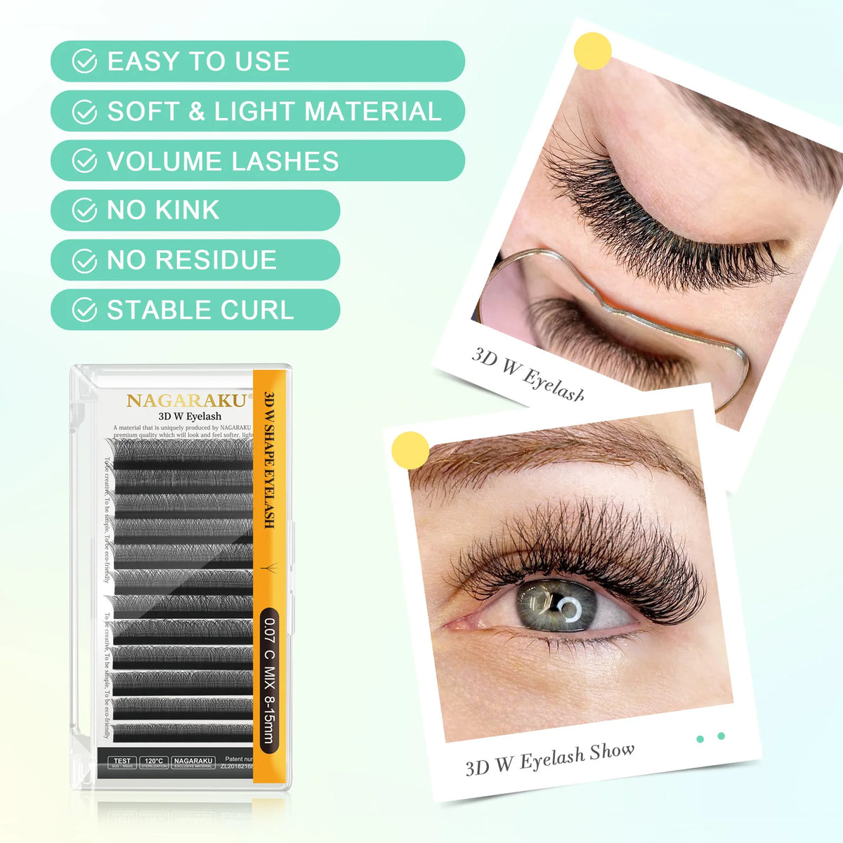NAGARAKU Automatic Flowering 3D 4D 5D 6D 7D 8D W Shape All Size Premade Fans Eyelash Extensions Natural Soft Individual Lashes