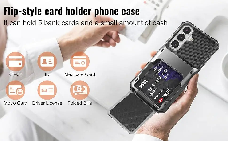 For Samsung Galaxy A37 Samsung A57 A56 A36 A26 A17 Card Holder Case Heavy Duty Wallet Hidden Flip Slot Protective Phone Cover