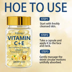 90pcs Vitamin C+E Skincare Essence Capsules with Vitamin C, Vitamin E, Collagen Moisturizer, Lifts Facial Drops, Nutrient Boost