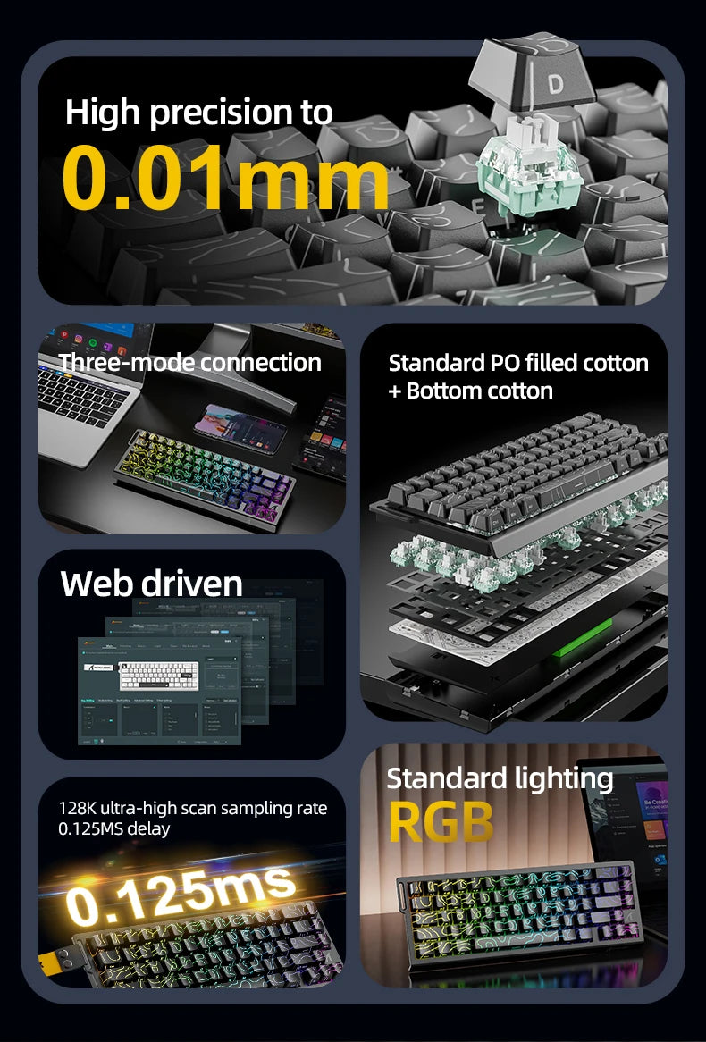 ATTACK SHARK X68HE X68PRO HE Magnetic Axis Gaming Keyboard Wired 8K Return Rate 5000mAh Battery Web Driver PBT Keycaps Esports