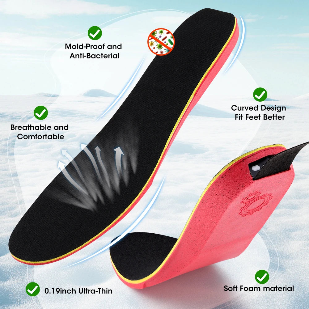 Electric Heated Insoles Anti Stress Safe Foot Warming Pad APP-Controlled Cut-to-Fit for Winter Outdoor Camping Skiing Shoe Pads