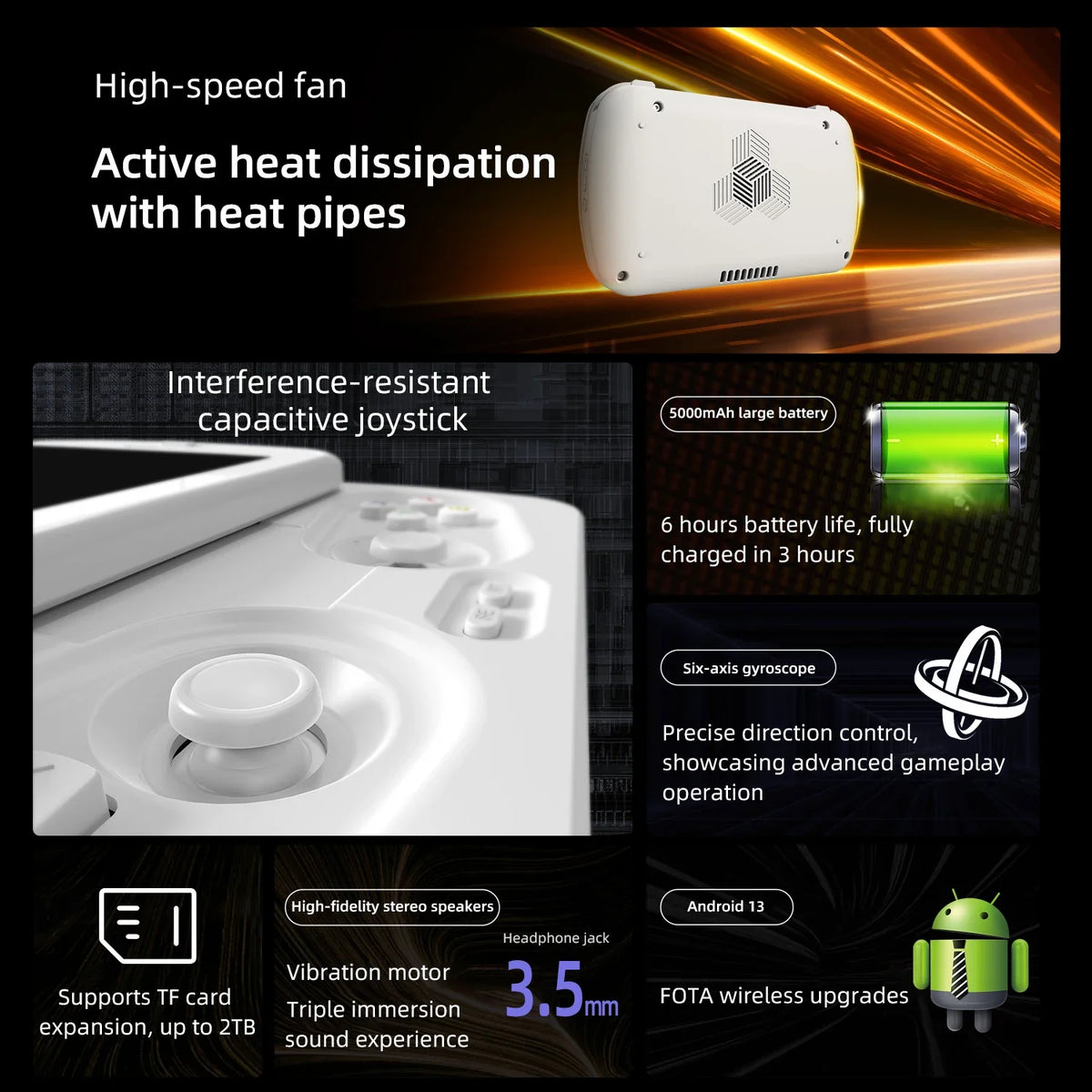 Anbernic RG Slide Retro Handheld Game Console 4.7-inch LTPS In-Cell Screen Capacitive Joystick Android 13 AI Assistant 5G WiFi Bluetooth 5.0 T820 Gaming Player With 5000 mAh Battery