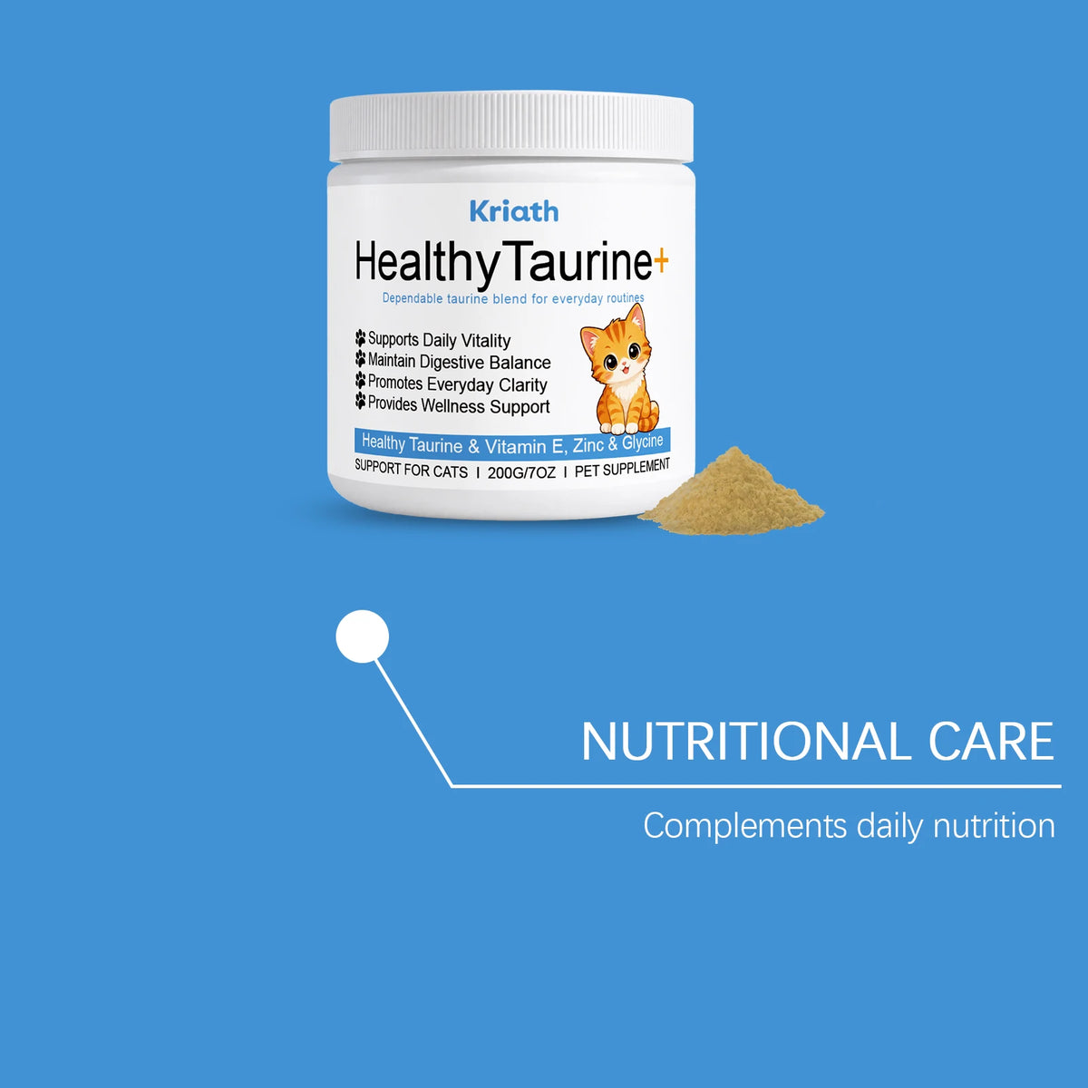 Cat Taurine Supplement Powder, Mild Formula Daily Nutrition Care Powder, Support Kitty Vitality & Wellness