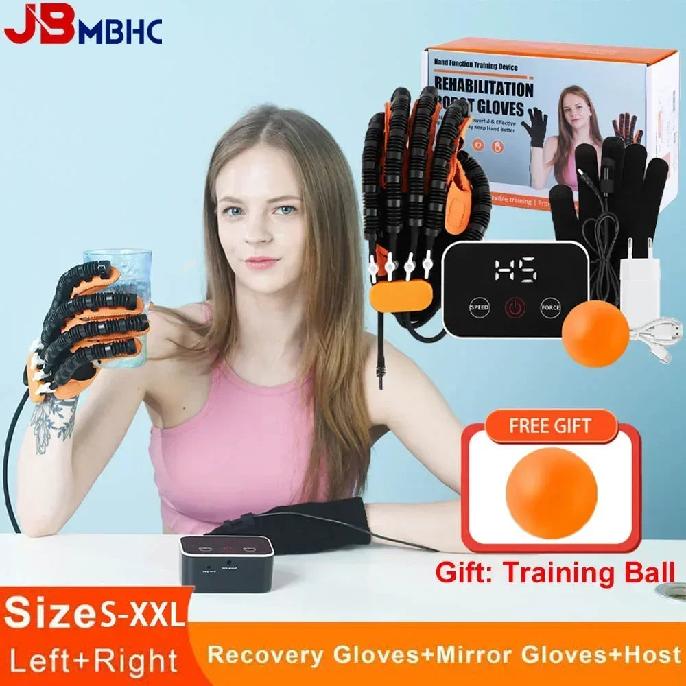 Left & Right Rehabilitation Robot Gloves Hand Massage Device for Stroke Hemiplegia Hand Function Recovery Finger Workout Trainer