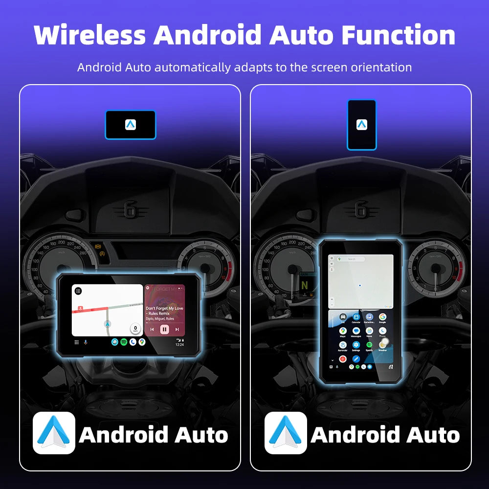 EKIY 5.0 inch Wireless CarPlay Moto Android Auto Portable Digital Motorcycle Dashboard GPS Navigation Removable Display Screen