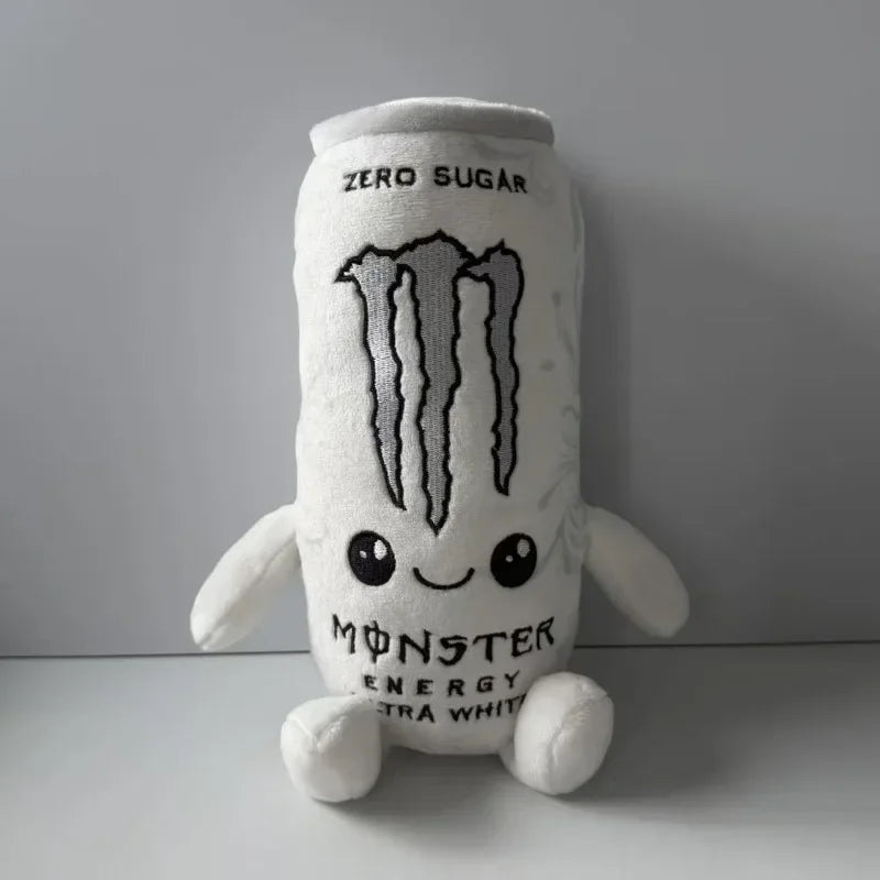 Zero Sugar White Monster Energy Drink Plush Toy Simulation Can Stuffed Ornament Doll Cute Soft Figure Decor Gift for Friend