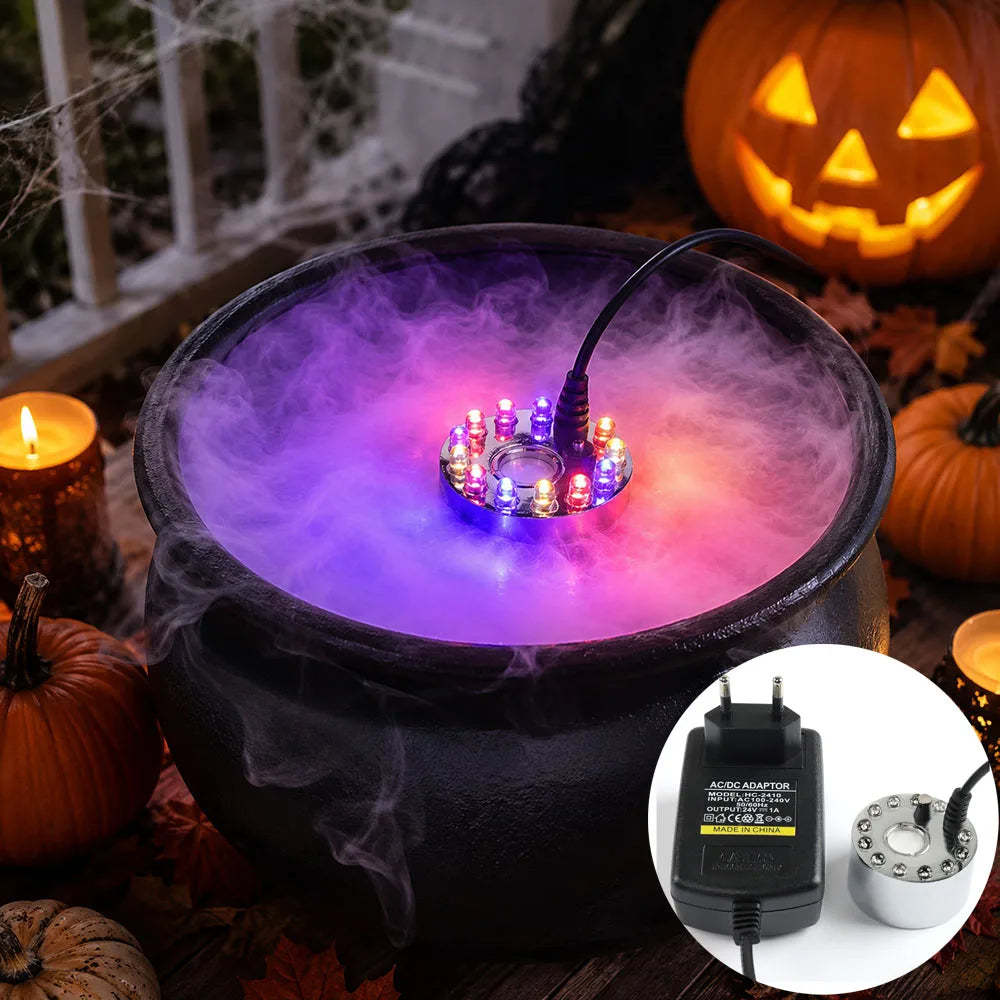 Halloween Smoke Fog Machine,Mini LED Pumpkin Light,Fogger Water Fountain Pond Fog Machine,Halloween Outdoor Decoration