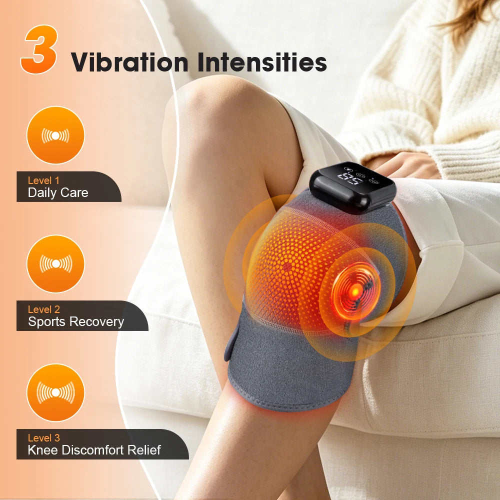 Electric Heating Shoulder Knee Massager with 3 Levels Vibration Muscle Relax Belt for Arm Enlarge Size for Shoulder