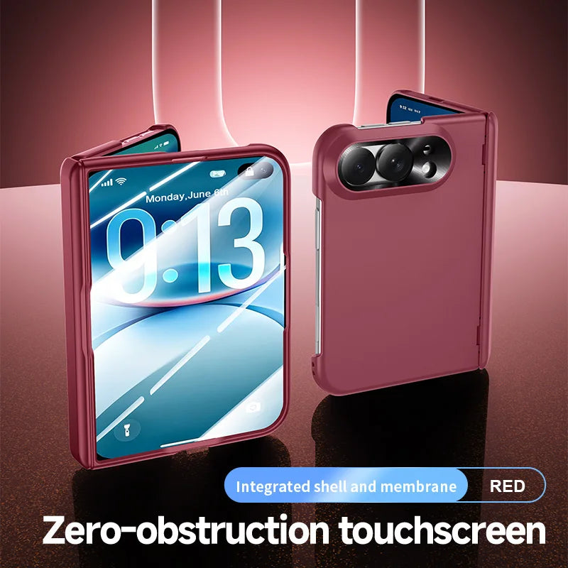 For iPhone Duo Case Luxury Matte Skin-Friendly Folding Hinge With Tempered Film Shockproof Hard Back Cover For iPhone 18 Fold