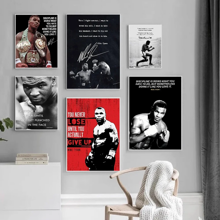 Mike Tyson Muhammad Ali Motivational Quote Poster Sticky Wall Art Printing Waterproof Home Living Bed Room Bar Aesthetic Decor