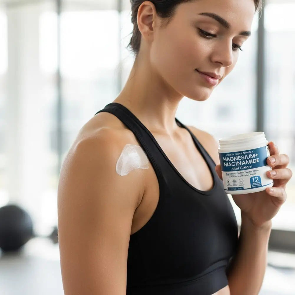 Magnesium Niacinamide Relief Body Cream, Magnesium Cream Cooling Formula, Lightweight, Non-greasy