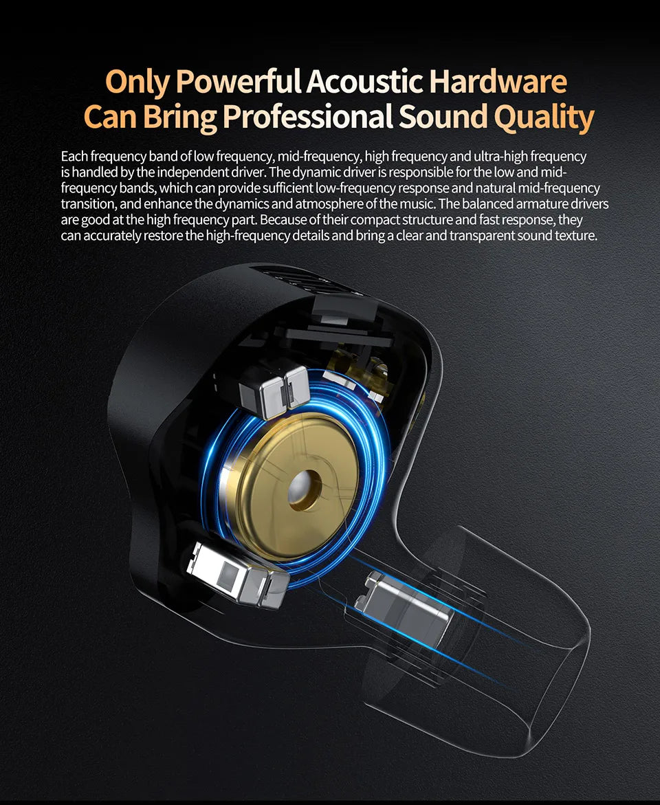 KZ ZS12 Pro X Metal Hybrid Earphones with Adjustable Bass Tuning