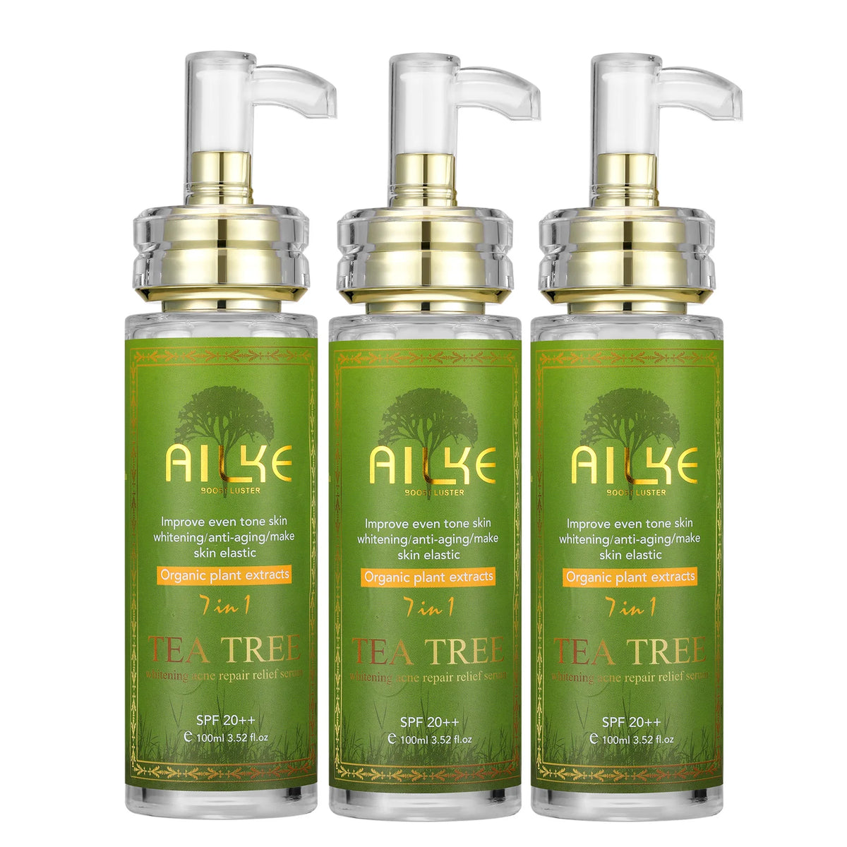 AILKE Tea Tree Oil Serum for Face and Body, Brightening, Moisturizing, Anti Acne Essence, With Vitamin E & Vitamin B3, 100ml