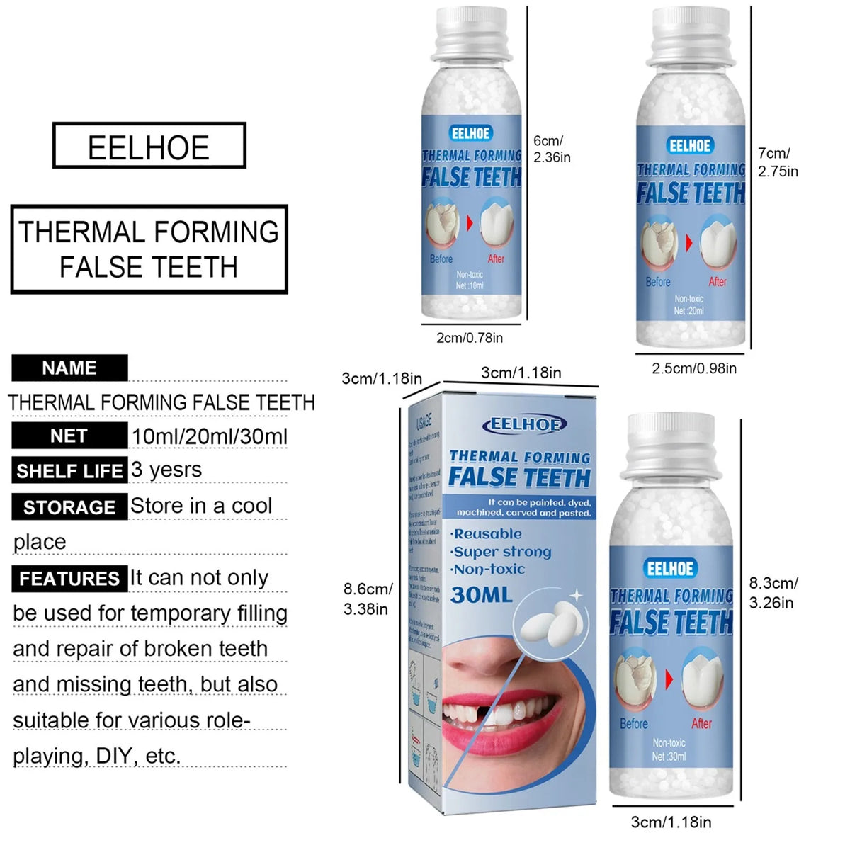 30ml Temporary Tooth Repair Kit Teeth And Gaps FalseTeeth Solid Glue Denture Adhesive Teeth Whitening Tooth Beauty Tool