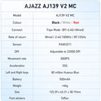 Ajazz AJ139 V2 MC Wireless Gaming Mouse Magnetic Charging Base with Anti Slip Adhesive PAW3311 Sensor Tir Mode Office Mouse
