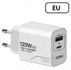 120W GaN USB C Charger 2-Port Fast Charging Phone Charger Power Adapter For iPhone Samsung Xiaomi Type C US Plug Wall Charger