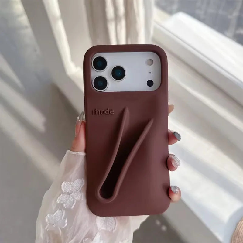 Hot‑Trend Rhode Lip Gloss Holder Cover for iPhone 11‑17, Anti‑Drop 3D Design Thick Silicone Single Shell Phone Accessory