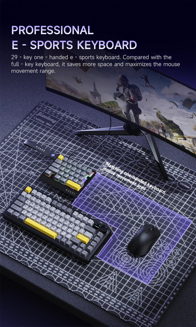 AJAZZ AK029 Wired One-Handed Gaming Keyboard HE Magnetic Switch 29 Key RGB 8000Hz Mini Mechanical Keyboard for E-sports PC Gamer