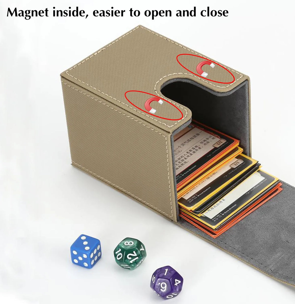 Card Fit For 100+Single Sleeved Cards  , Leather Trading Commander Deck Box Compatible With  Card Deck,Game Card Box