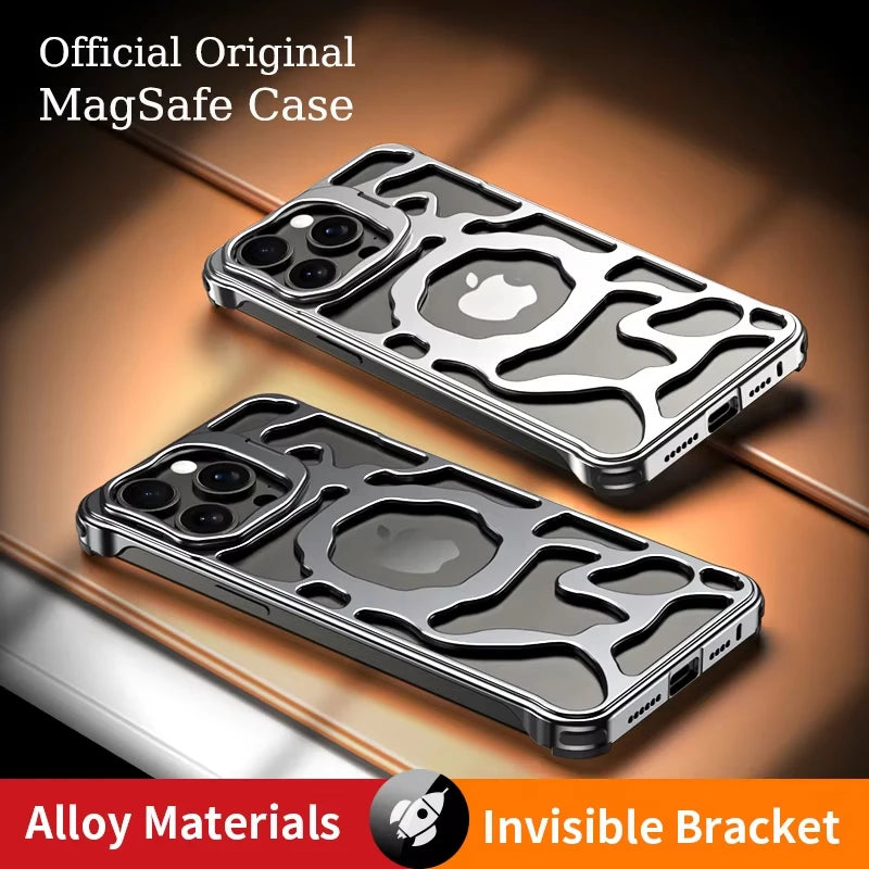 Titanium Aluminum Case for iPhone 16 15 14 13 Pro Max MagSafe Cooling Cover