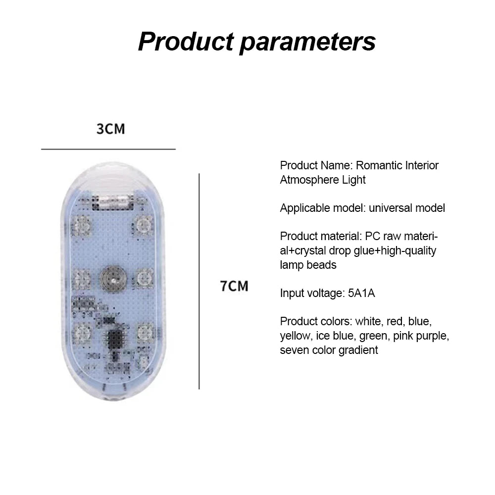 1 PC Multi Color Car Light Wireless LED Touch Light Roof Light Sensor Read Lamp Mini USB Charging Light Car Interior Accessories