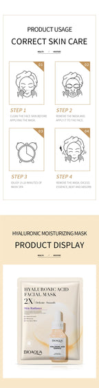 20pcs BIOAQUA Centella Collagen Face Mask Moisturizing Refreshing Sheet Masks Hyaluronic Acid Facial Mask Skin Care Products