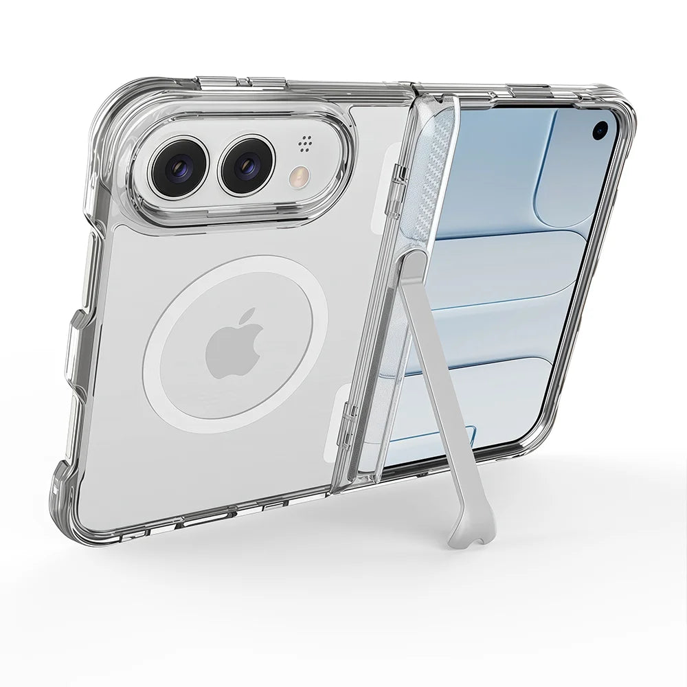 iPhone 18 Duo Fold Case With MagSafe Clear Hinge Bracket Shockproof Cover