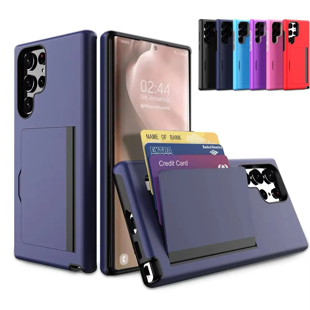 For Samsung Galaxy S24 Ultra S23 S22Plus S21+ S20 FE S10 A12 A52 A72 Case Wallet Card Slot Credit Card Cover For Samsung Note 20