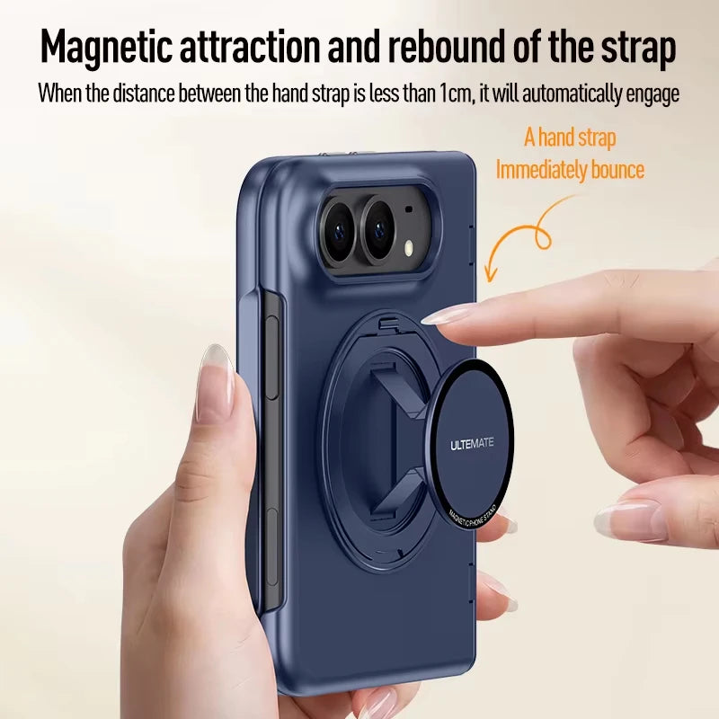 MagSafe Metal 360 Rotating Holder Case With Glass Screen Protector For iPhone