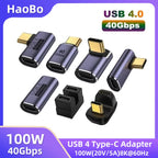 USB4.0 40Gbps OTG Type C 90 Degree Adapter 100W 5A USB C to Type C Fast Charging Converter USB C Data Adapter For Macbook 8K60HZ