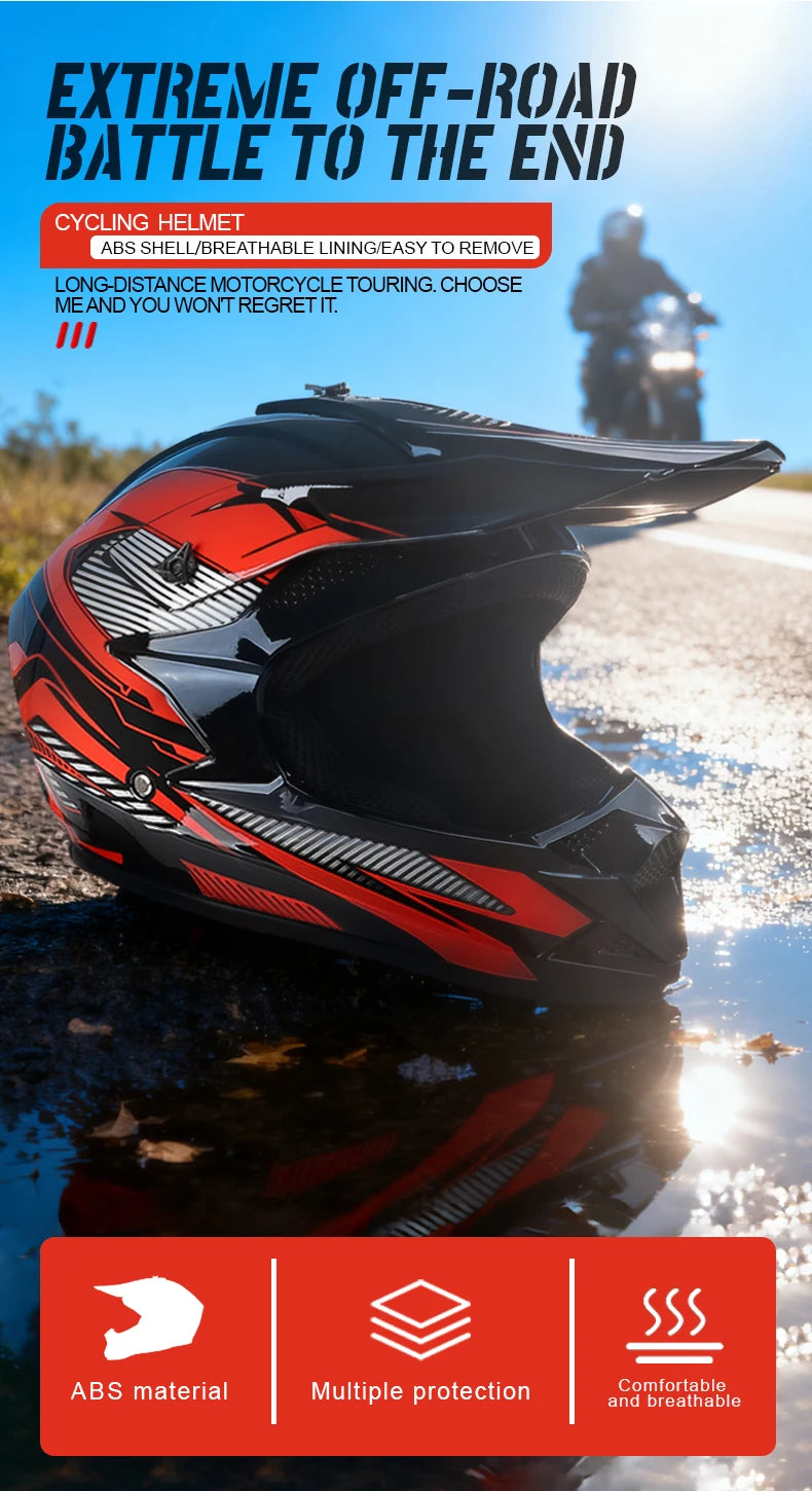 Off Road Motorcycle Helmet Rally Downhill Full Helmet Riding with Goggles Suitable for All Seasons for Men Women and Children