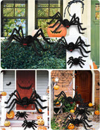 Giant Black Plush Spider Halloween Decoration 30-200cm Horror Haunted House Props Indoor Outdoor Party Scary Decor