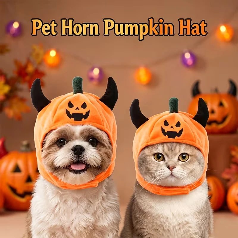 Halloween Pet Costume Hat – Fun Devil/Pumpkin Hat for Cats and Dogs; Warm, Festive, and Quirky – A Holiday Gift for Small Pets