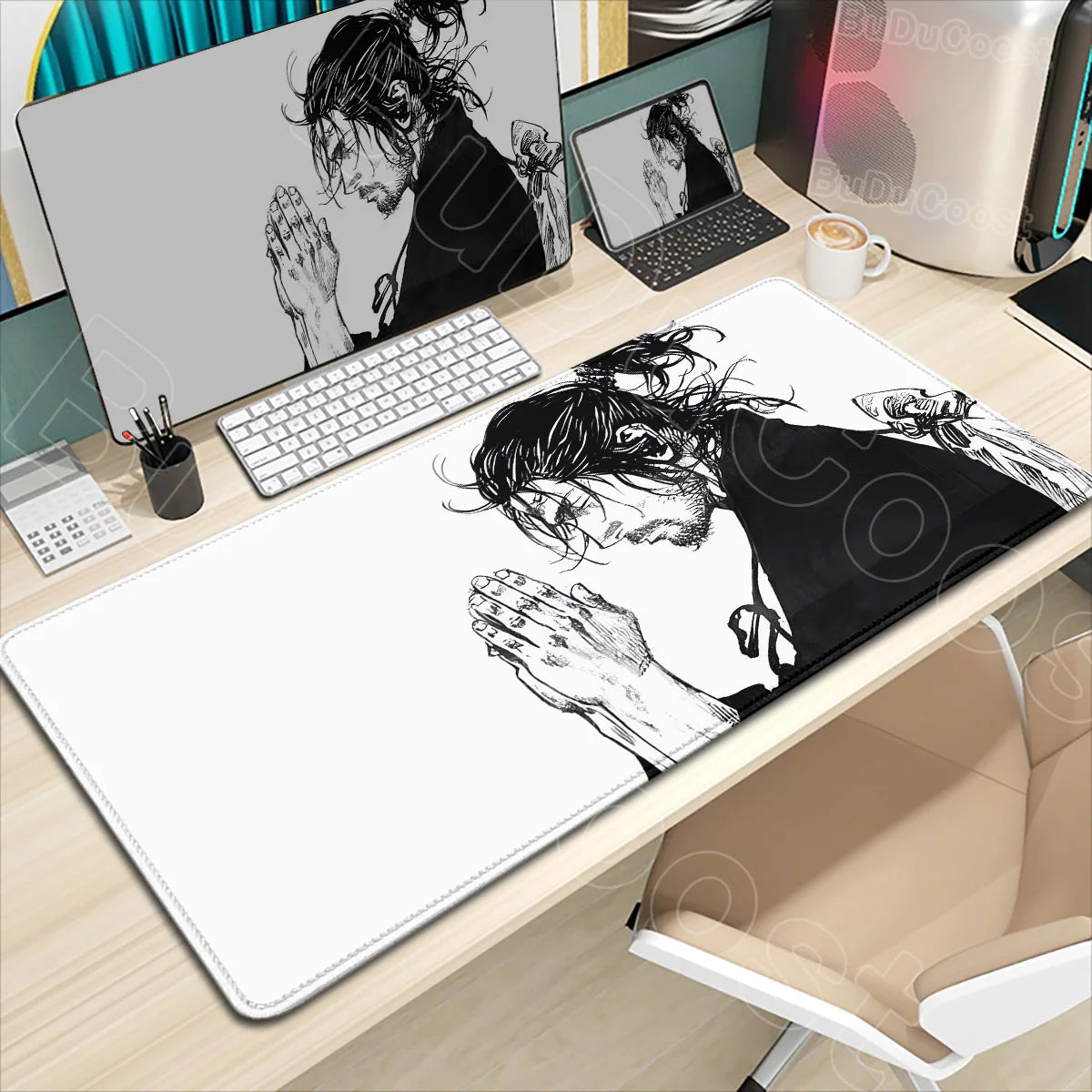 New HD Printing Miyamoto Musashi Vagabond Manga Mousepad Large Gaming Compute XXL PC Keyboard Mouse Mat Non-slip Rubber Desk Mat
